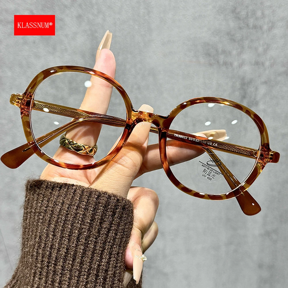 KLASSNUM винтажные овальные очки TR в оправе с защитой от синего света для мужчин и женщин, компьютерный прозрачный окуляр, блокирующие синий свет, очки
