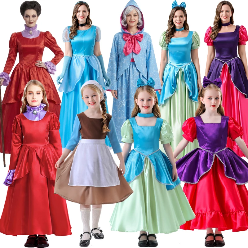 

Halloween Cinderella Servant Stepmother Costume Toxic Lady Performance Clothes Tea Party Outfit Fairy Tale Role Play Dress