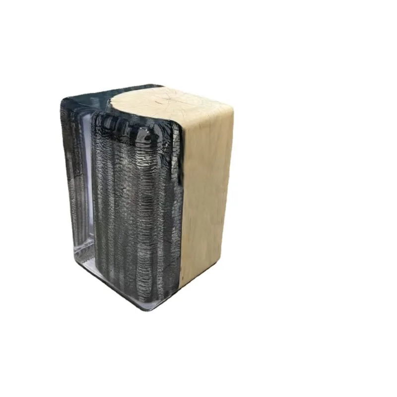

Log tea stool ornament transparent epoxy resin solid wood pier high-end decorative artwork