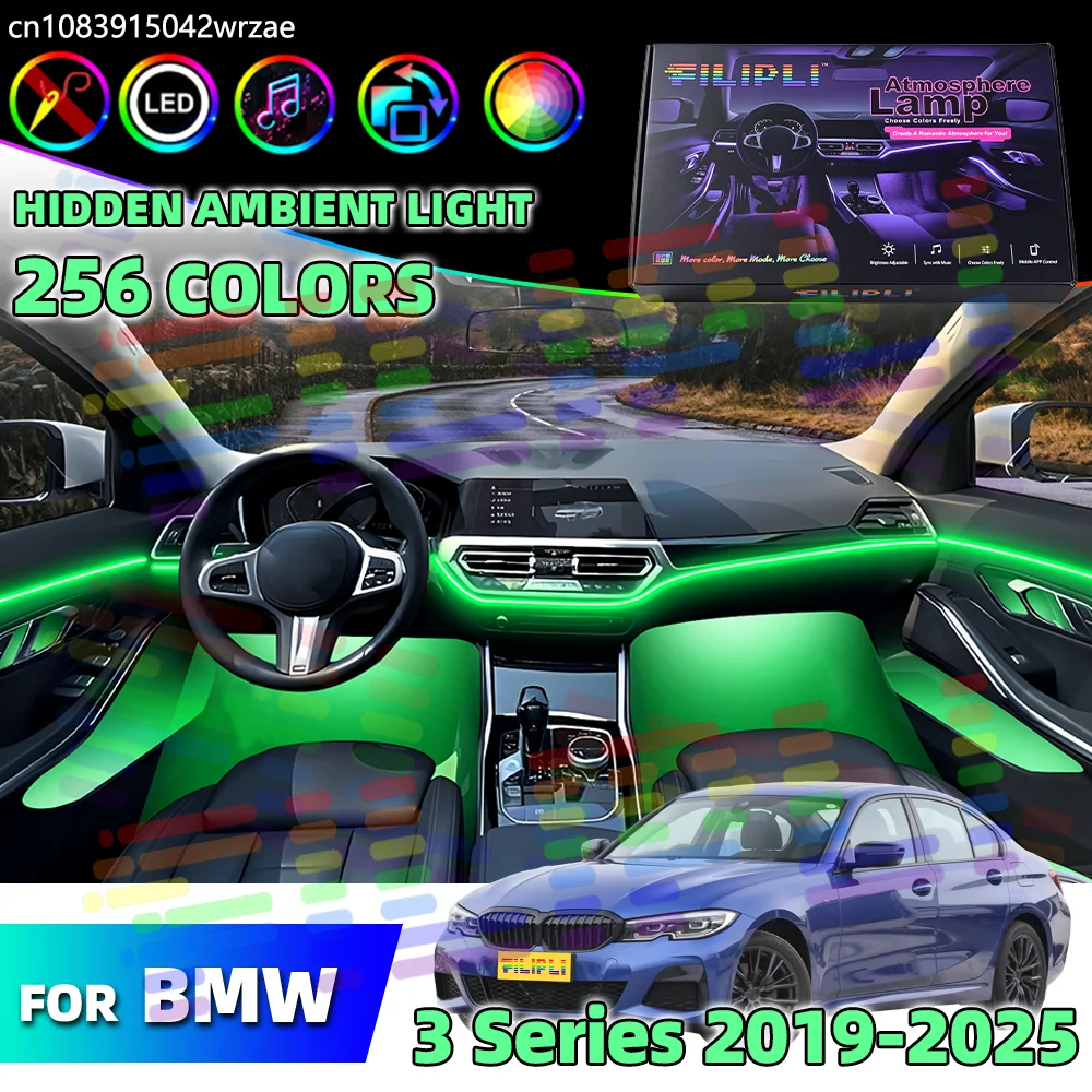

For BMW 3 Series G20 G21 G28 64 RGB Dynamic Streamer LED Ambient Lamps Car Neon Control Breathing Flash Decor Light Kit