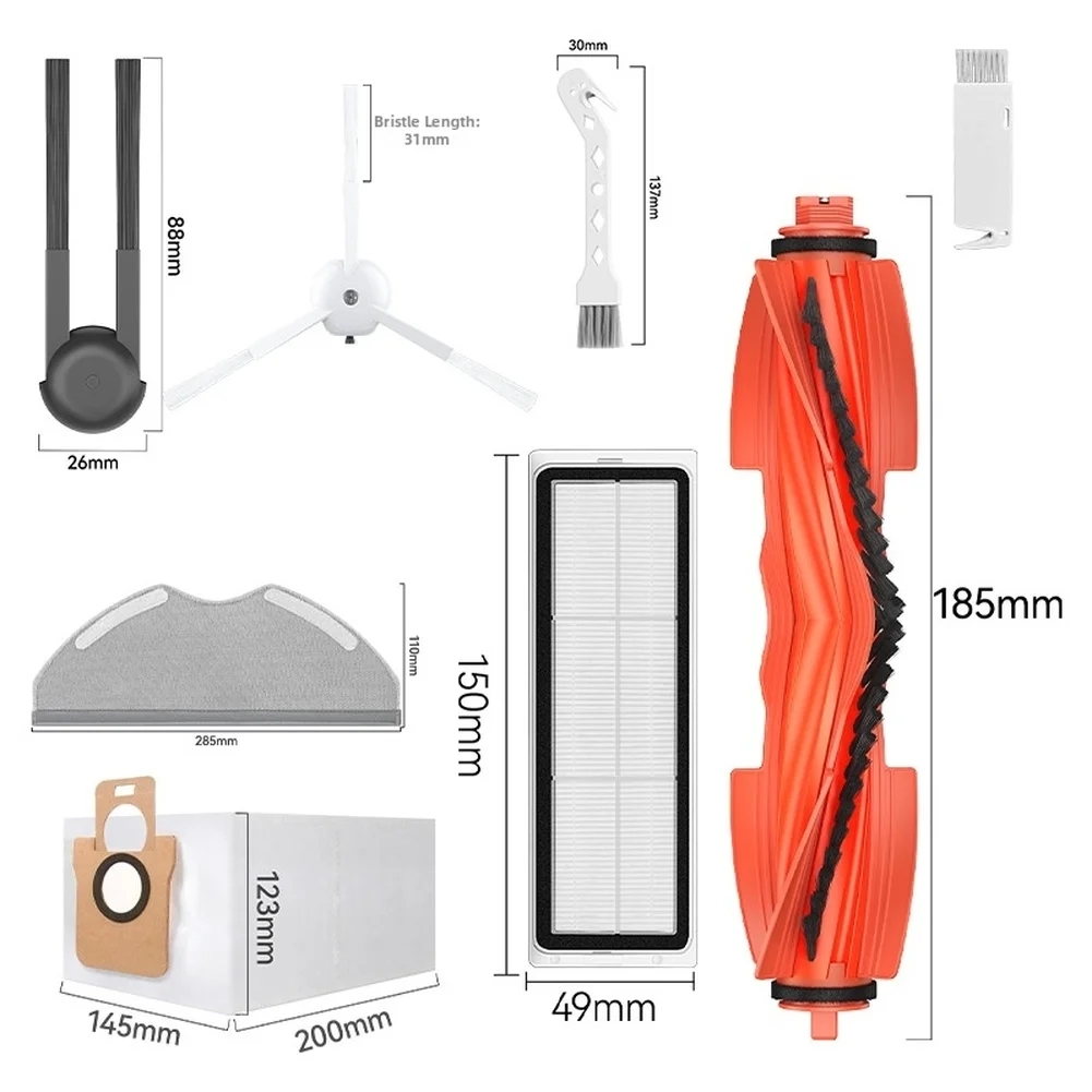 For H40/OV51 Robot Vacuum Cleaner Roller Brushes Hepa Filter Side Brushes Mod Cloth Dust Bag Accessories Household Cleaning