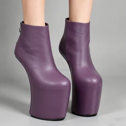 Women Heelless Platform Boots Sexy Round Toe design 2019 Womens Shoes Ankle Boots Fashion High Heels Large Size 36-46