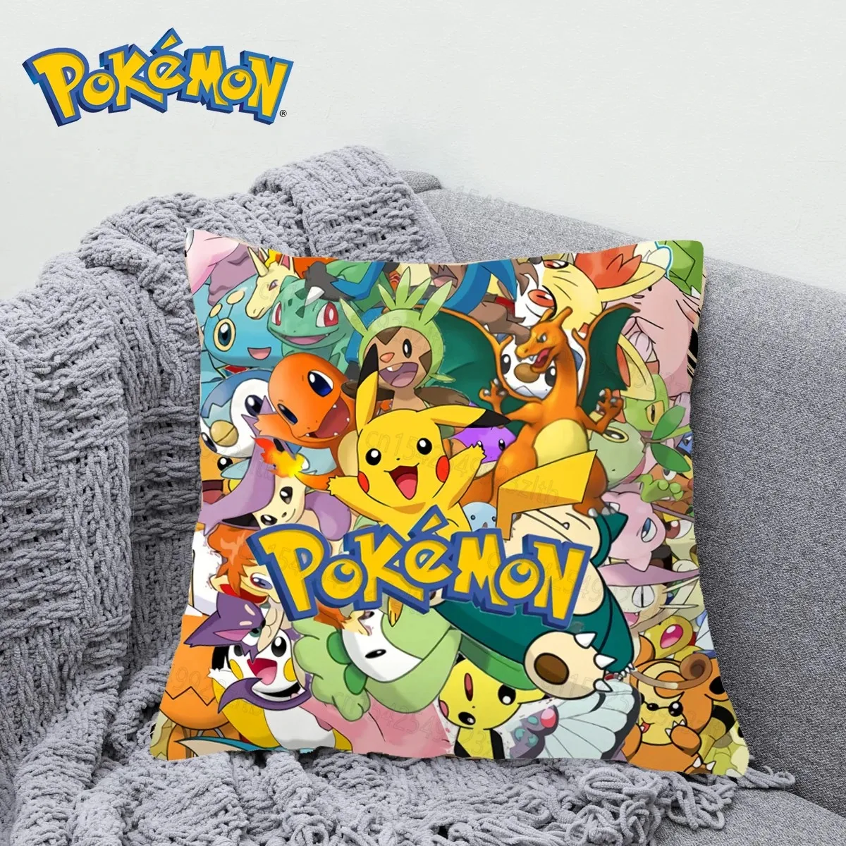 

Pokemon cartoon pillowcase Pikachu Charizard anime peripheral pillowcase sofa cushion waist cushion cover home room decoration