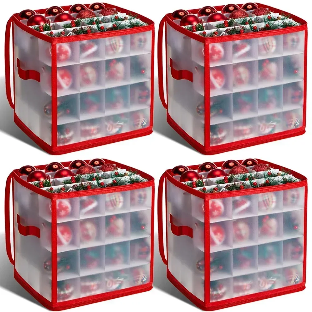 

64 Grids Translucent Christmas Ornament Storage Box PP Christmas Ball Storage Containers Holiday Xmas Ornaments Organizer