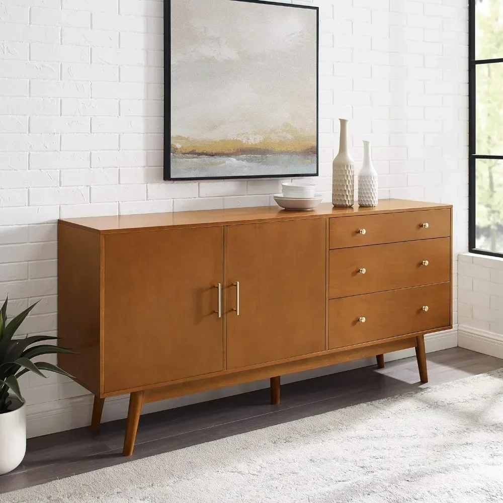 

Mid-Century Modern Wood Kitchen Buffet Sideboard Entryway Serving Storage Cabinet Doors-Dining Room Console,