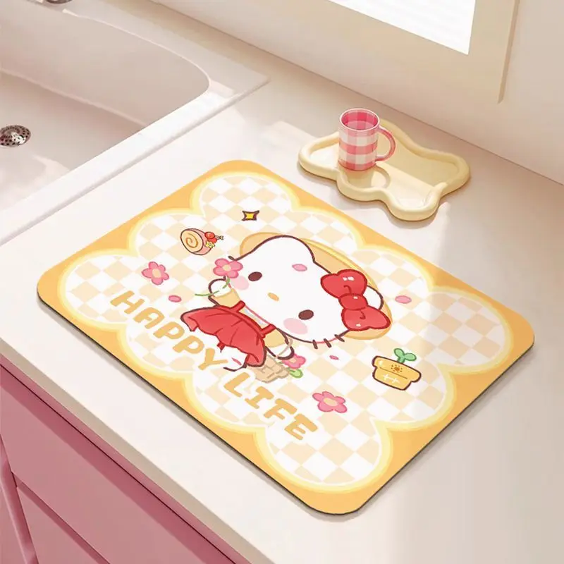 New Hello Kitty Sanrio Cartoon Heat Insulation Waterproof Fashion Kitchen Kawaii Coffee Coasters Cute Creative Meal Tray Pads