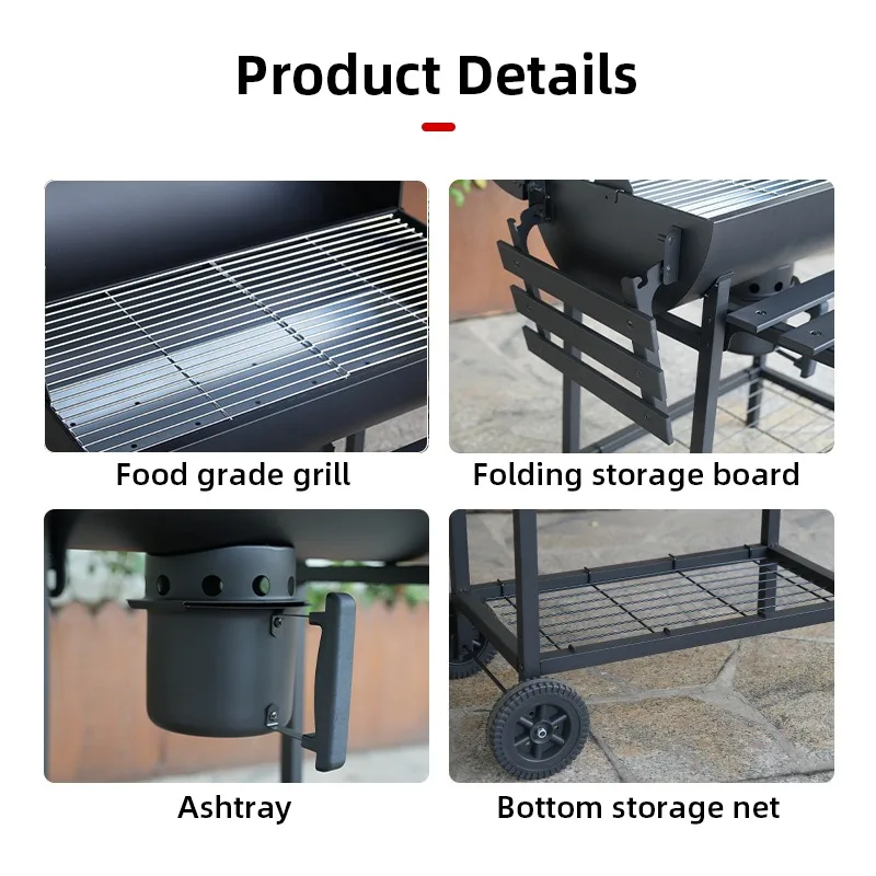 【Popular】Modern Outdoor Household BBQ Grill Electric Automatic Flip String For Camping American Style Iron Material Powder Coate