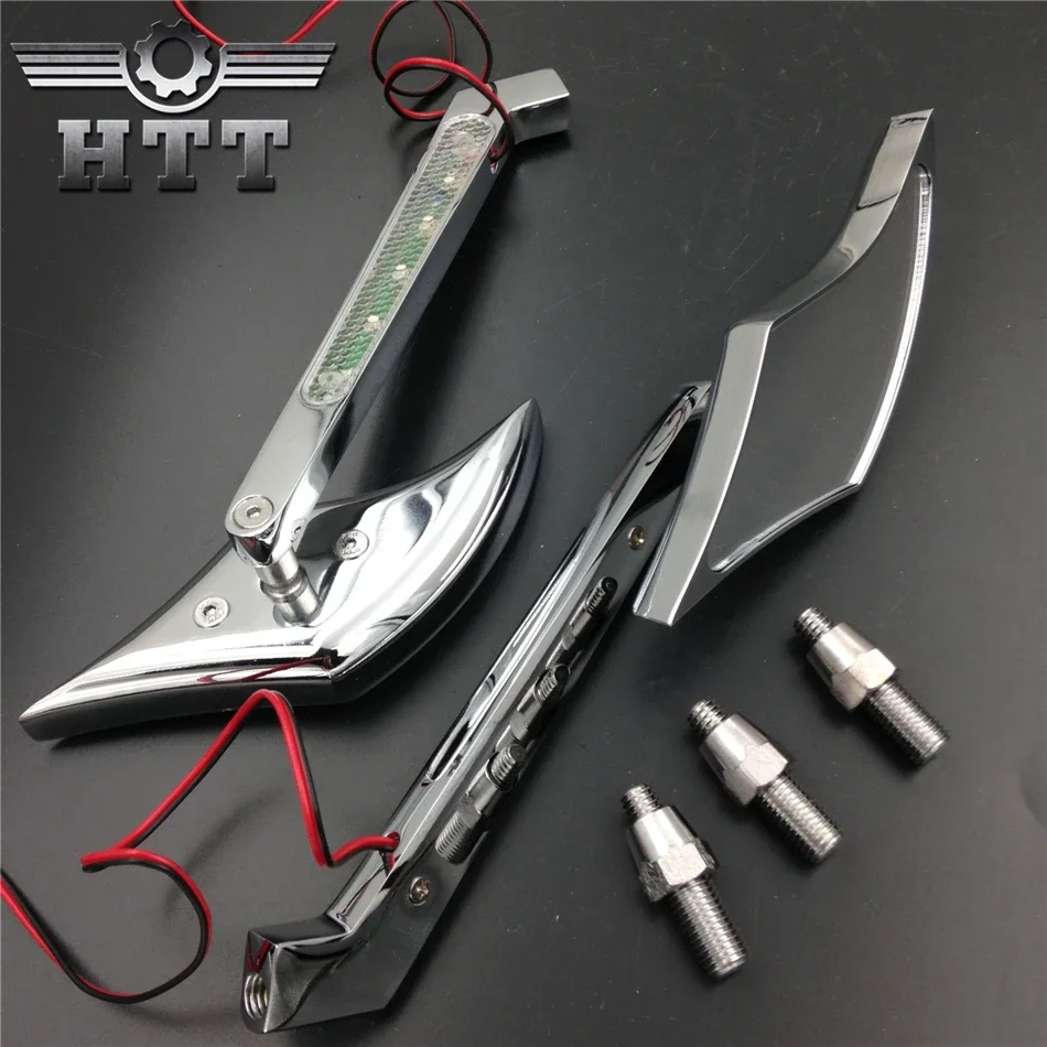 

Motorcycle LED Turn Signal Sickle Style Mirrors for Harley Ultra Glide Electraglide Softail Fat Boy Chrome