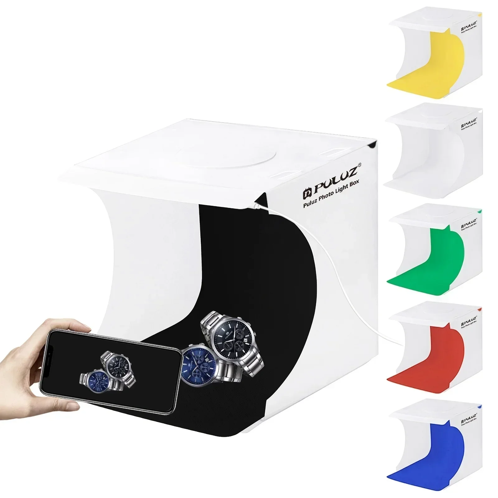 Folding Portable 550LM Light Photo Shooting Light Tent Box Kit With 6 Colors Backdrops Black, White, Yellow, Red, Green, Blue