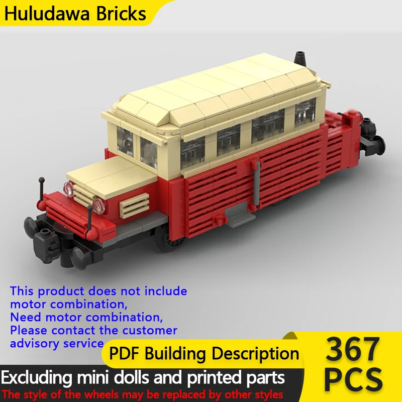 

City Car Model MOC Building Bricks Red Motorized Rail Vehicle Modular Technology Children Holiday Gifts Assemble Toys Suit