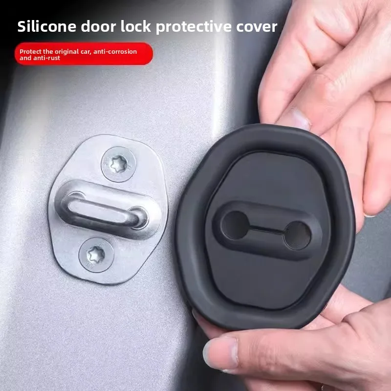 Silicone Car Door Lock Cover Shock Absorbing Buffer Pad with Thickened Anti-Collision Protection Universal Door Latch Protector