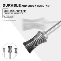 U-Type Concave Arc Shape Tungsten Steel Grinding Milling Cutter Handle 6mm Carbide Rotary File Carving Head U0815 U1225M06 Rasp