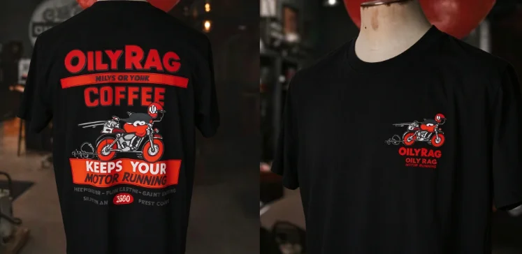 2026 New Best-Seller Trending Motorcycle Coffee Slogan Graphic Oversized Short Sleeve Tee Streetwear Enthusiasts Daily Wear Item