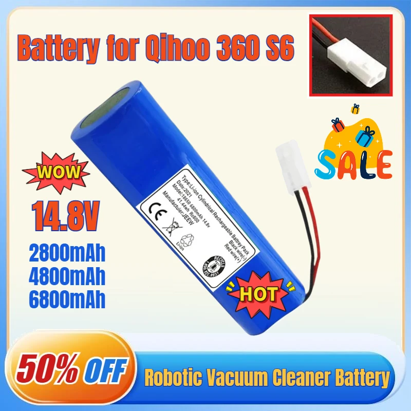 

Аккумулятор 14.8В 2800-6800мАч 18650 для робота-пылесоса Qihoo 360 S6, запасные части, аксессуары, сменный аккумулятор
