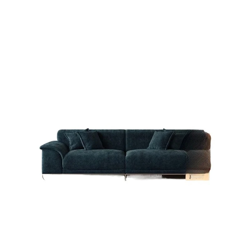 

French retro chenille fabric sofa simple size apartment living room bed and breakfast apartment straight three-person sofa