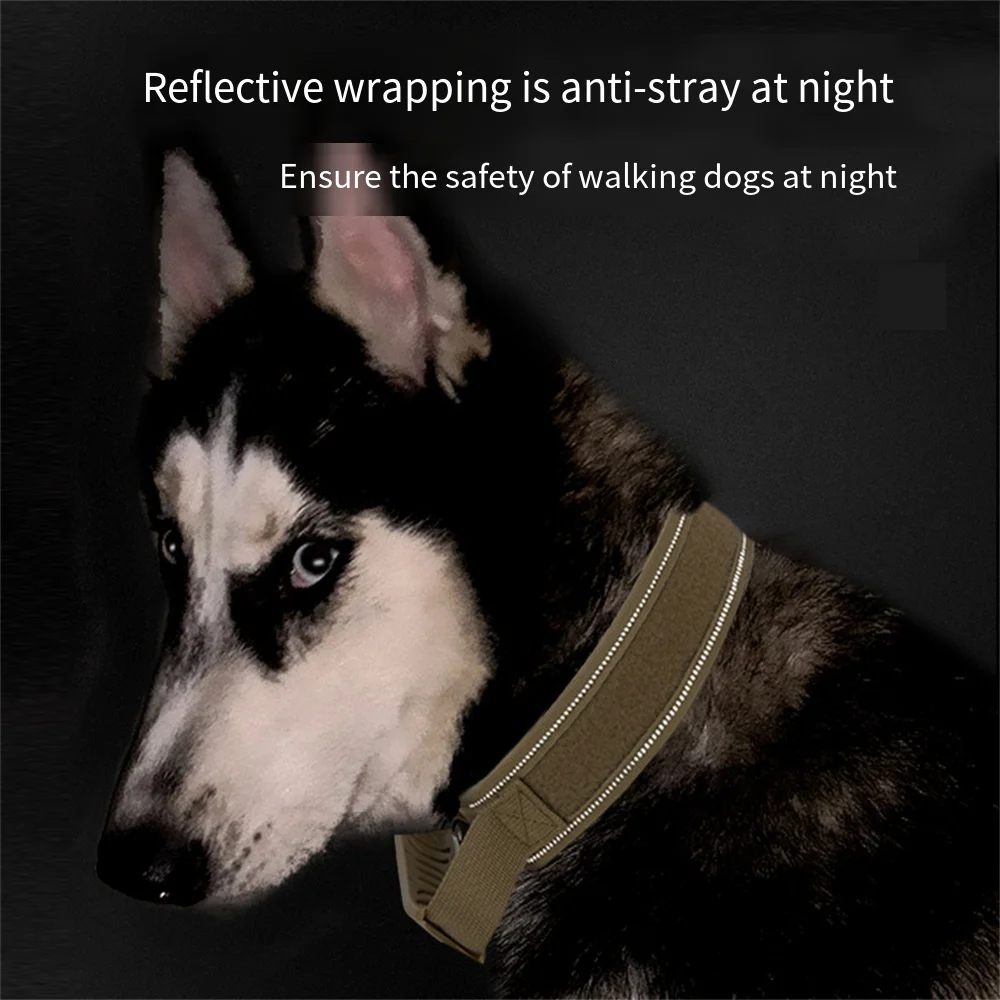 Large Dog Collar Durable Nylon Military Tactical Adjustable Pet Lead Outdoor Walking Training Collars Pitbull Labrador Supplies