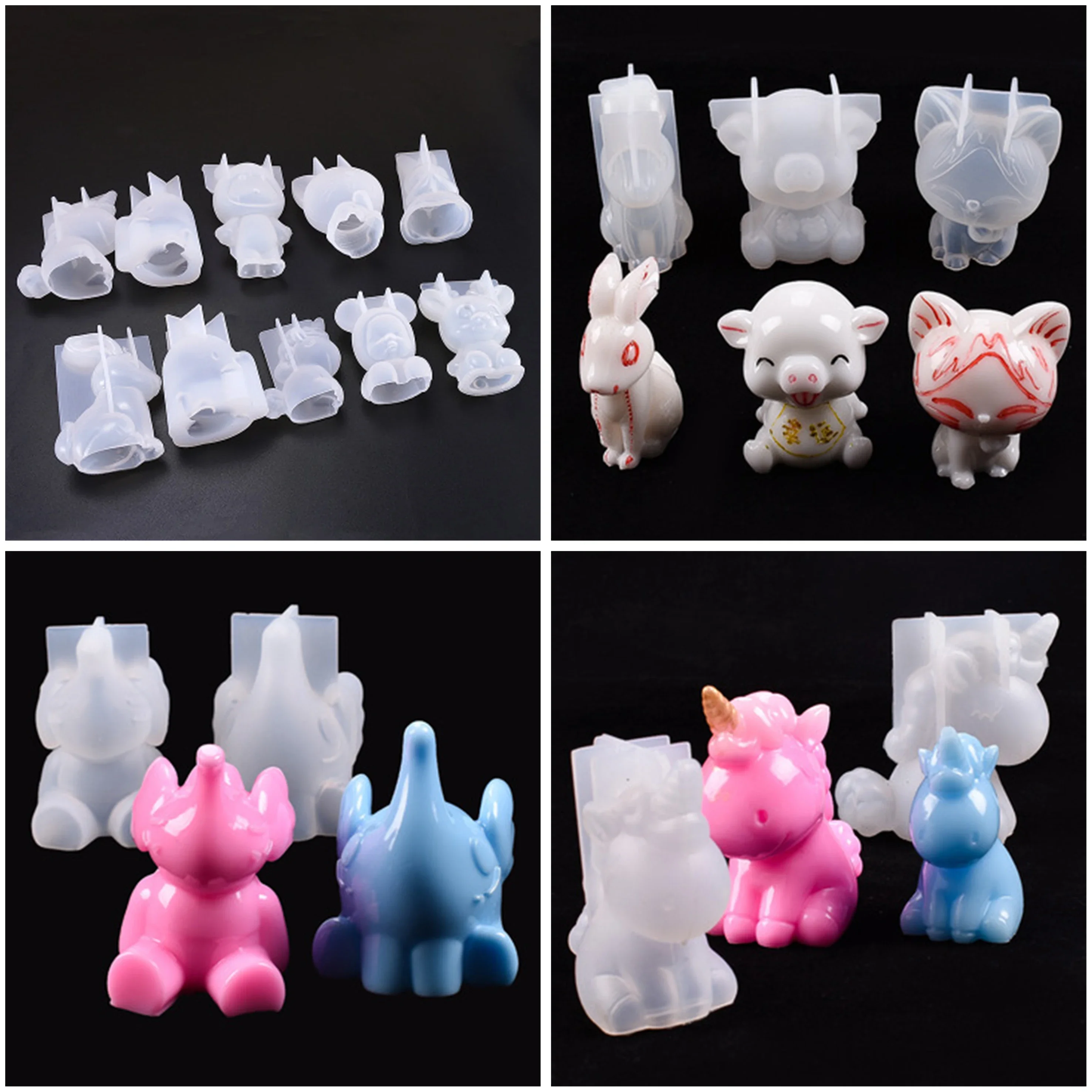 3D Animal Candle Mold Diy Handmade Lion Bear Dog Silicone Concrete Mould Fondant Cake Decorating Tools Decoration Table Dog mold