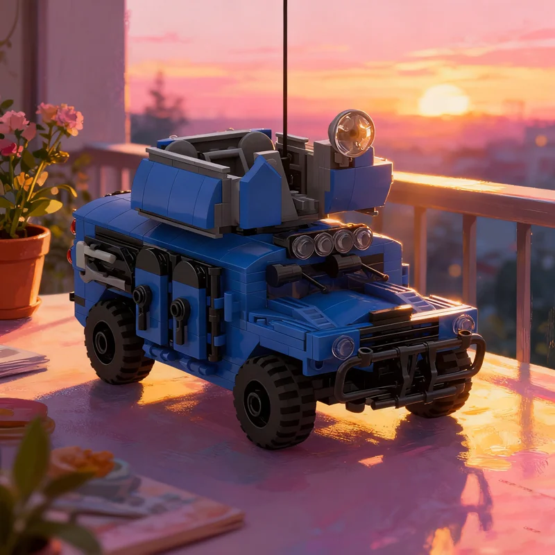 Pack de voitures MOC Leader Hmmwv Hummer, tourelle variante, blocs de construction, Architecture, cadeaux de noël, jouet en brique pour enfants, 415 pièces