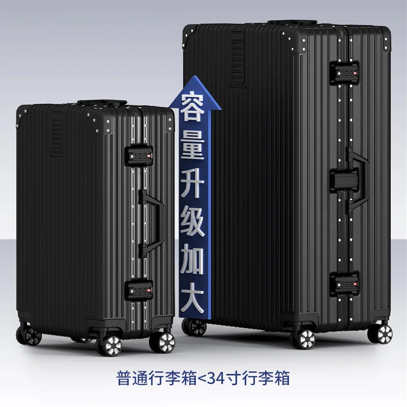 Large capacity aluminum frame suitcase, multi-functional trolley case 28 inches, universal wheel