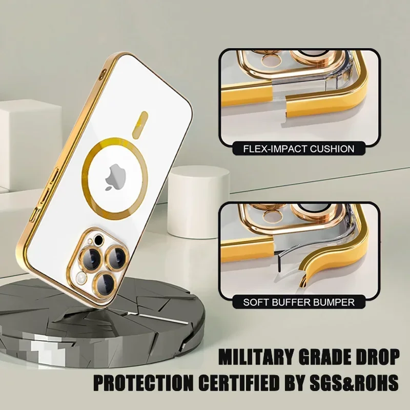 Funda con protección total y carga inalámbrica magnética para iPhone 18 17 16 15 14 13 12 Pro Max, con protector de cámara 3
