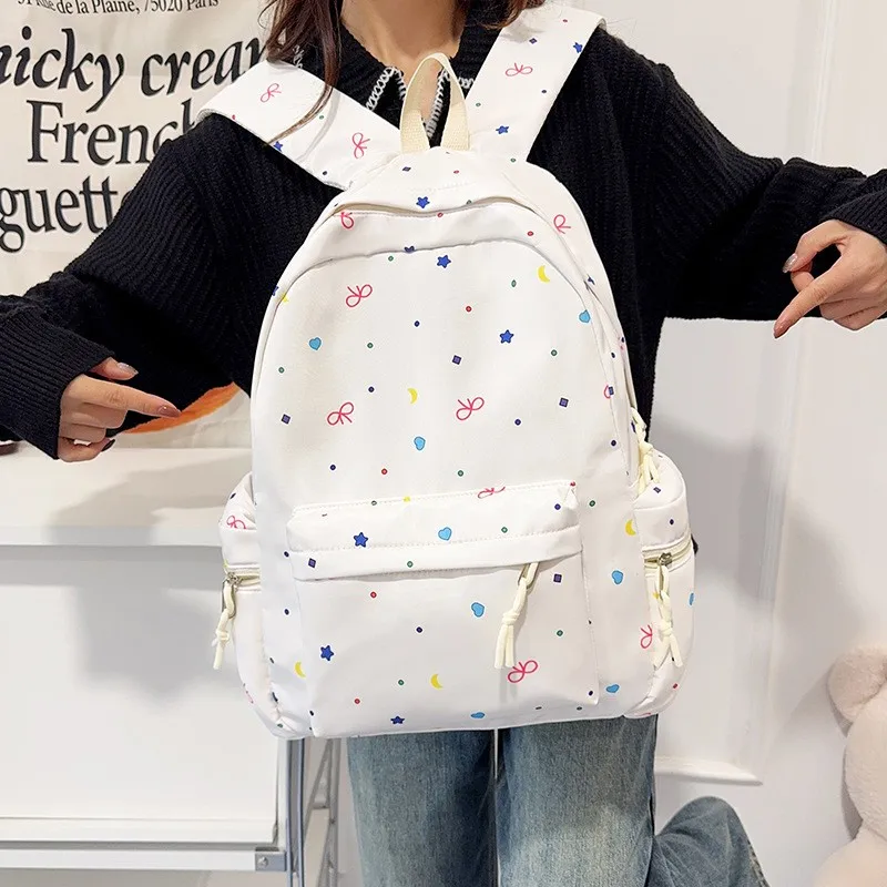  Style Large Capacity Backpack for Girls High School Students Cute Sweet Appearance Dual Shoulder Bag Casual Daily Use