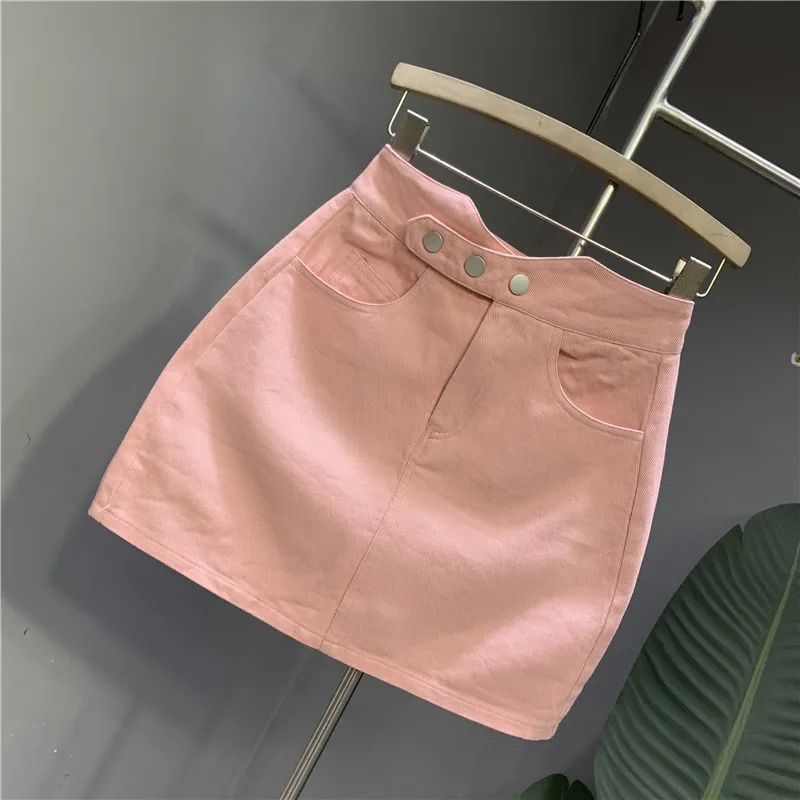 Fashion Trend White Washed Cotton Elastic Denim Skirt 2024 Summer New Elastic Slim A- Line Hip Skirt