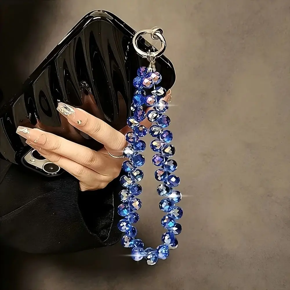 세련된 반짝이 크리스탈 구슬 펜던트 분리형 다채로운 손목 크리스탈 체인 여성을위한 투명 크리스탈 구슬 키 체인 여자