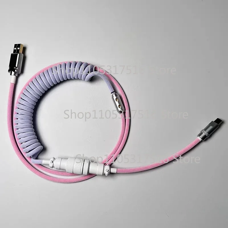 For UNKNOWN ERROR Customized mechanical keyboard cable - MagSafe purple spiral USB-C cable - Type-C connector - A50