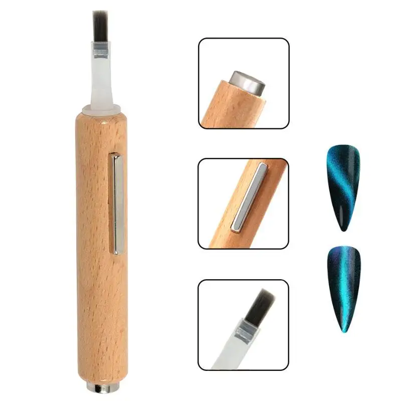 Caneta magnética forte 3 em 1, com pincel de esmalte para unhas, gel de olho de gato, cabeça dupla, bastão magnético, ferramenta para arte em unhas, salão de manicure