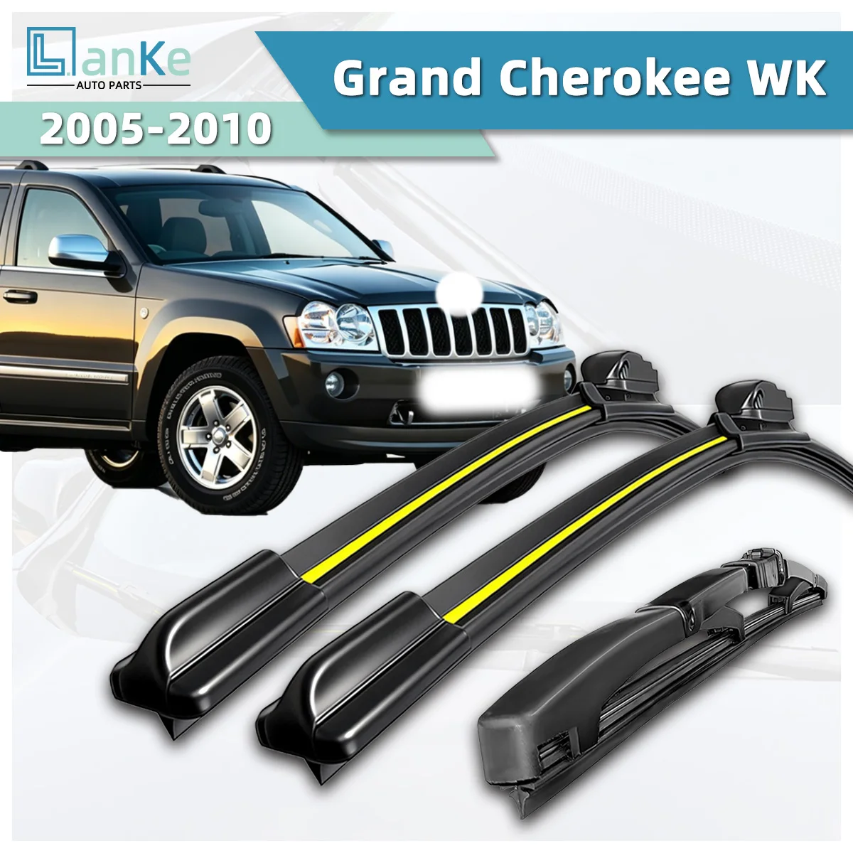 Lanke Wiper Fit For Jeep Grand Cherokee WK (2005-2010) Natural Rubber Strip Boneless Silent Car Front Wiper Blade Auto Parts