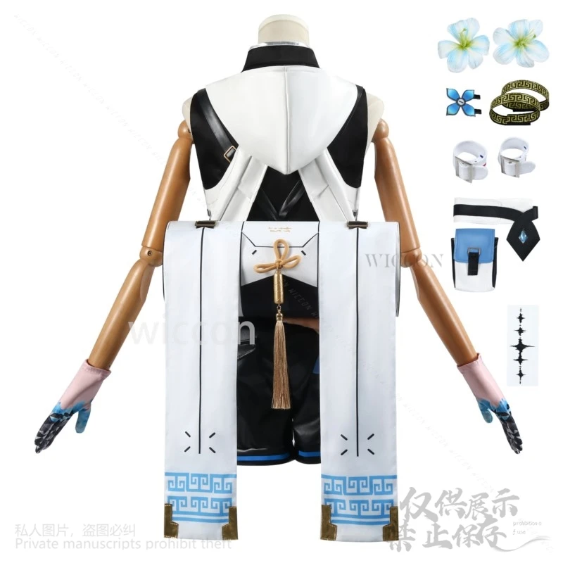 حار أنيمي لعبة Wuthering موجات pidoge Youhu بدلة عالية الجودة تأثيري فستان موحد الأزرق الباروكات لجميع القديسين عيد الميلاد مخصص