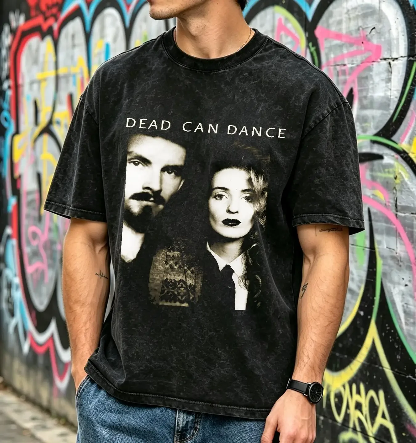 washed T Shirt Vintage Dead Can Dance band Men Black Cotton All Sizes S 4XL Q298 vintage Washed Stylish Comfortable Soft