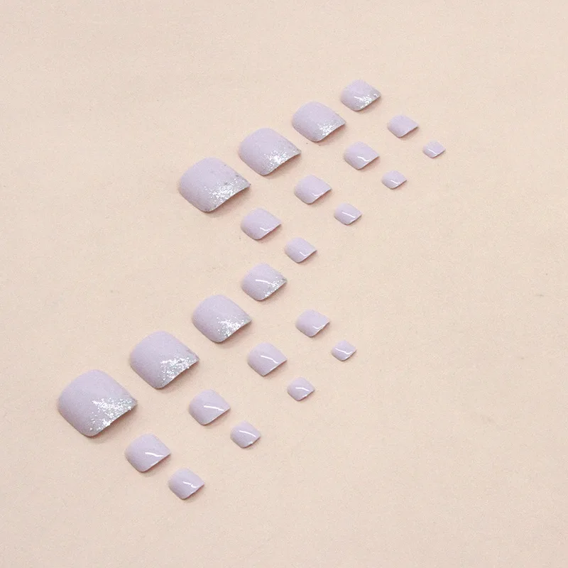 24Pcs Nude Color Press on Toenails Full Cover Solid Color Fake Toe Nails Short Square False Nail for Women Feet Decor view 3