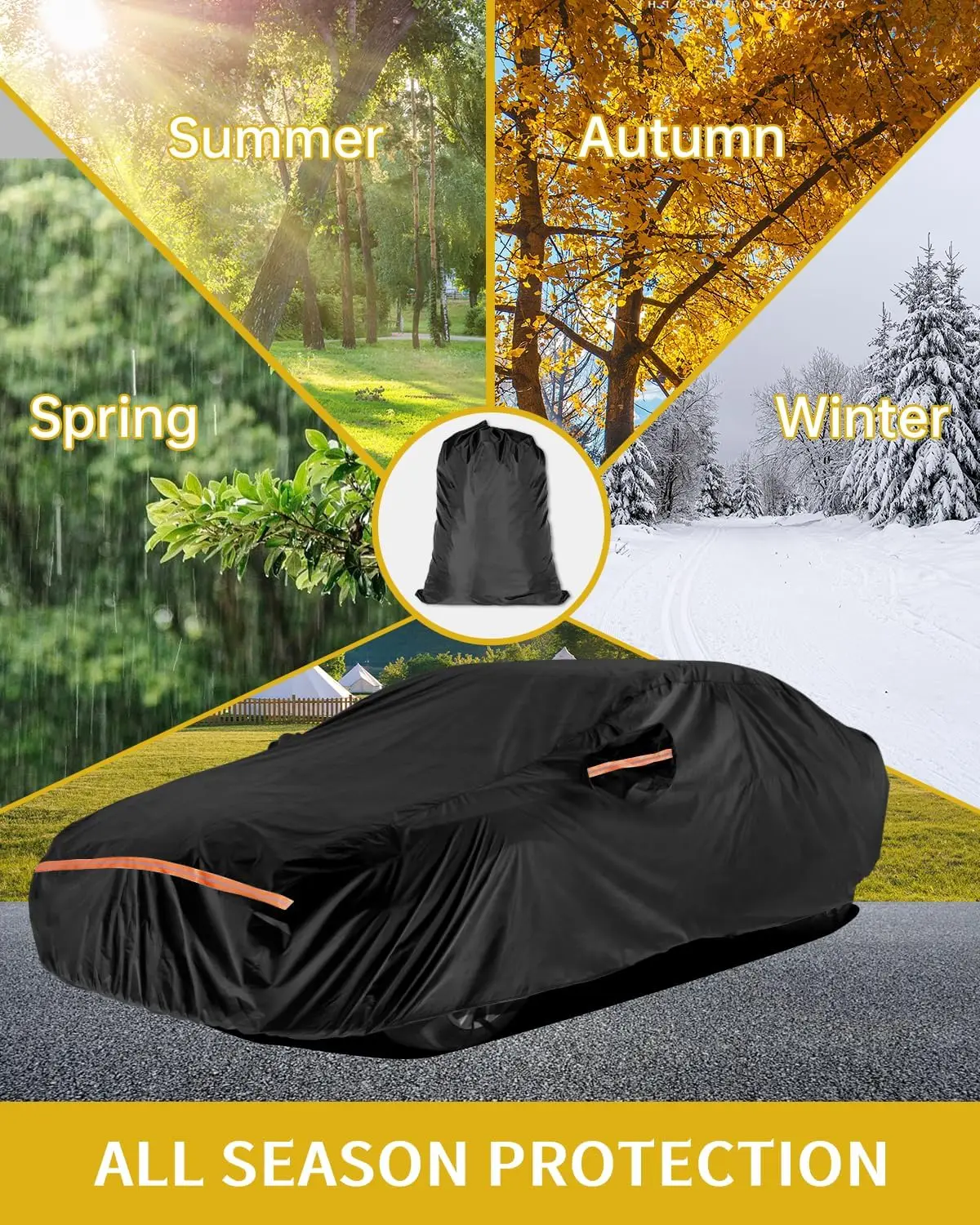 Waterproof All-Weather Custom Fit Car Cover for Ford Mustang 1994-2025, Heavy Duty Oxford Fabric with UV Protection