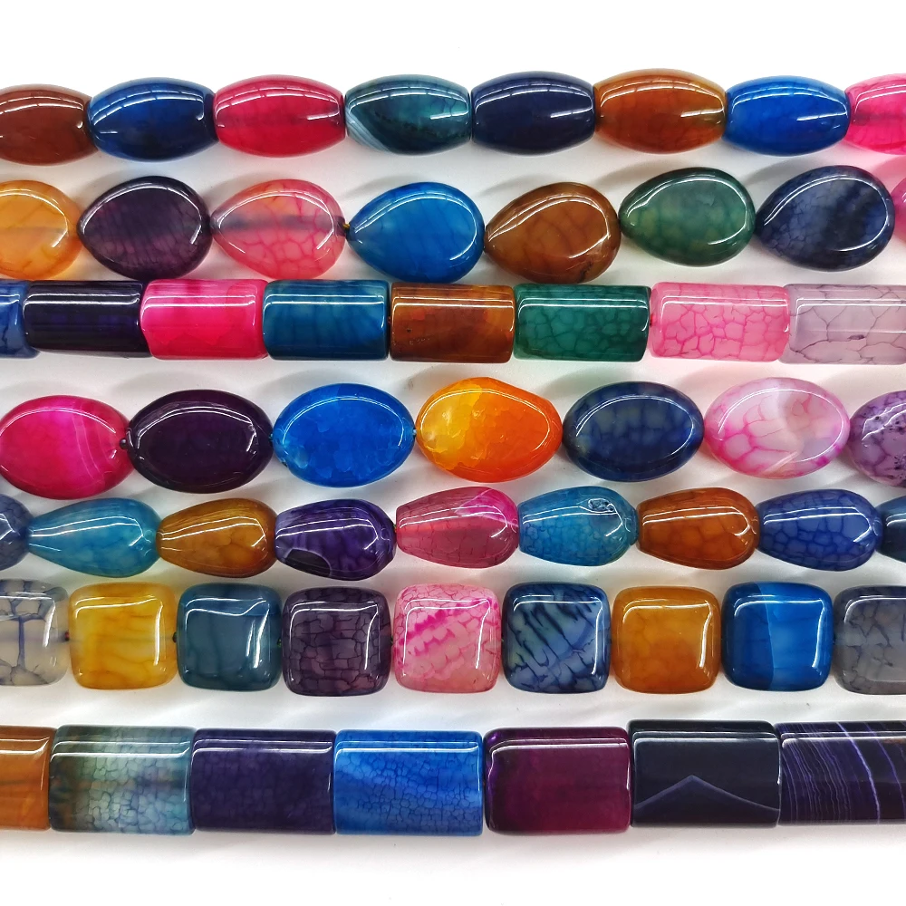 Crystal Beads Natural Stone Colourful Agate Cylind Oval Square Water Drop Gemstone Bead for Making Jewelry DIY Bracelet Necklace