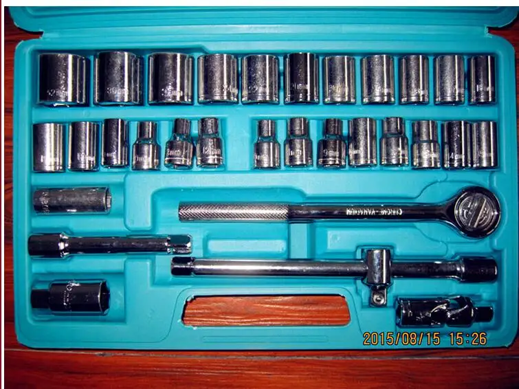 32PCS socket wrench Sleeve combination tool machine auto repair kit spark socket 16mm 21mm universal joint H handle