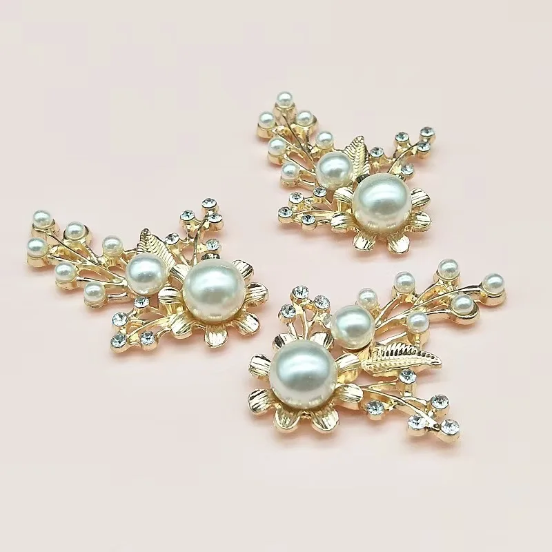 New 4 pieces/batch alloy left and right gold branches inlaid with diamonds, pearls, rhinestones, hair clips DIY phoenix crowns,