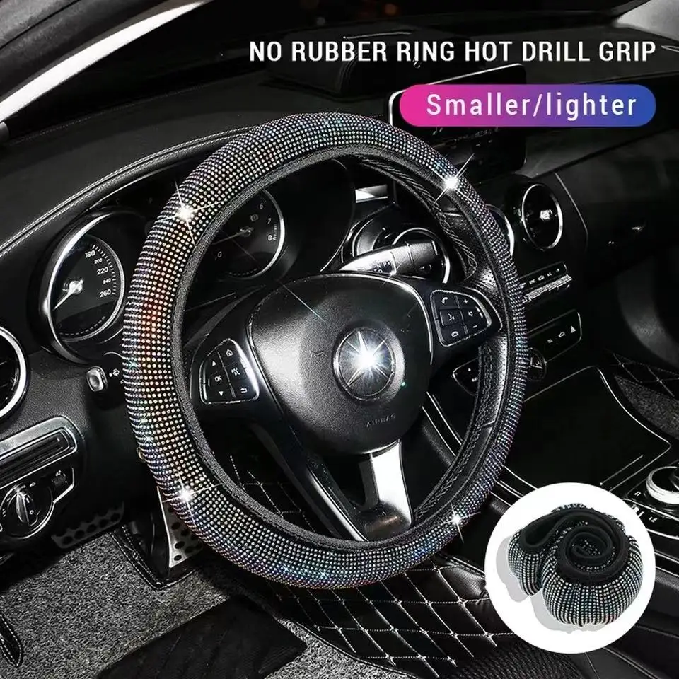 Bling Bling Diamond Rhinestones Car Steering Wheel Cover 37/38cm Auto Interior Accessories Women Case Car Styling Four Seasons