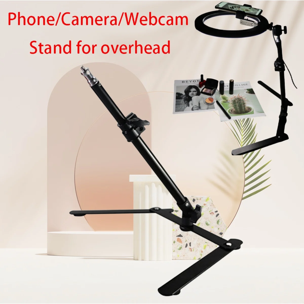 Phone Overhead Photography Stand Phone Overhead Tripod Stand Adjustable Desktop Camera Overhead Mount Live Photo Video Shooting