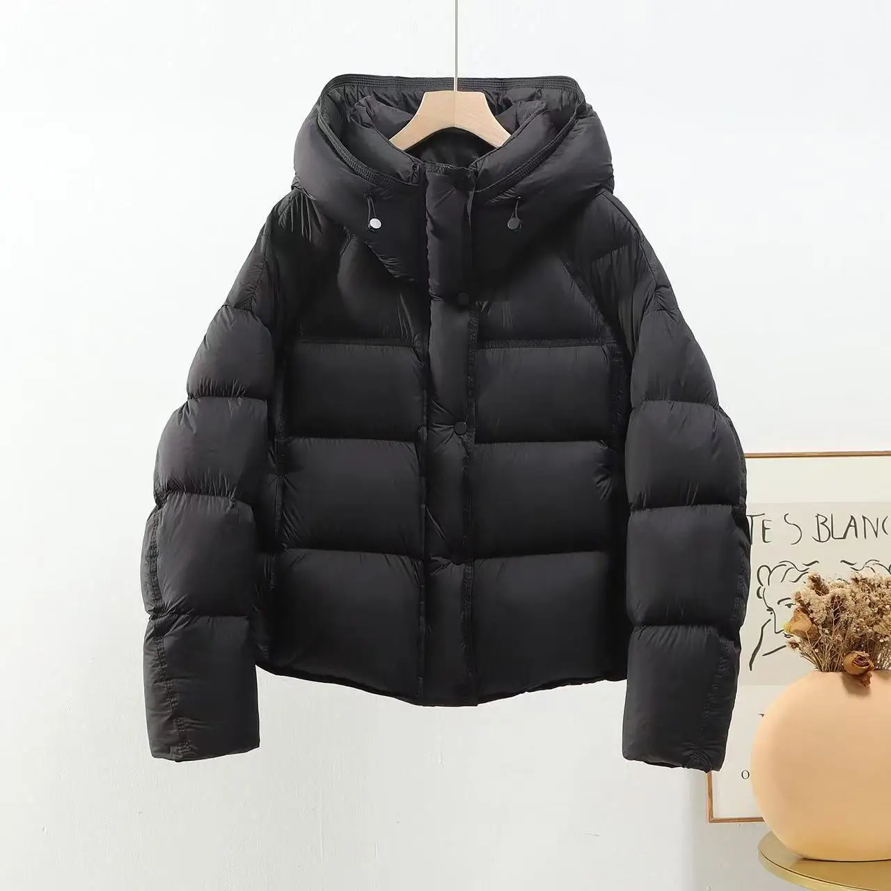 المرأة بلون نفخة أسفل سترة المرأة 2025 شتاء نمط جديد تنوعا فضفاض موضة سميكة 90 الأبيض بطة أسفل هوديي #1