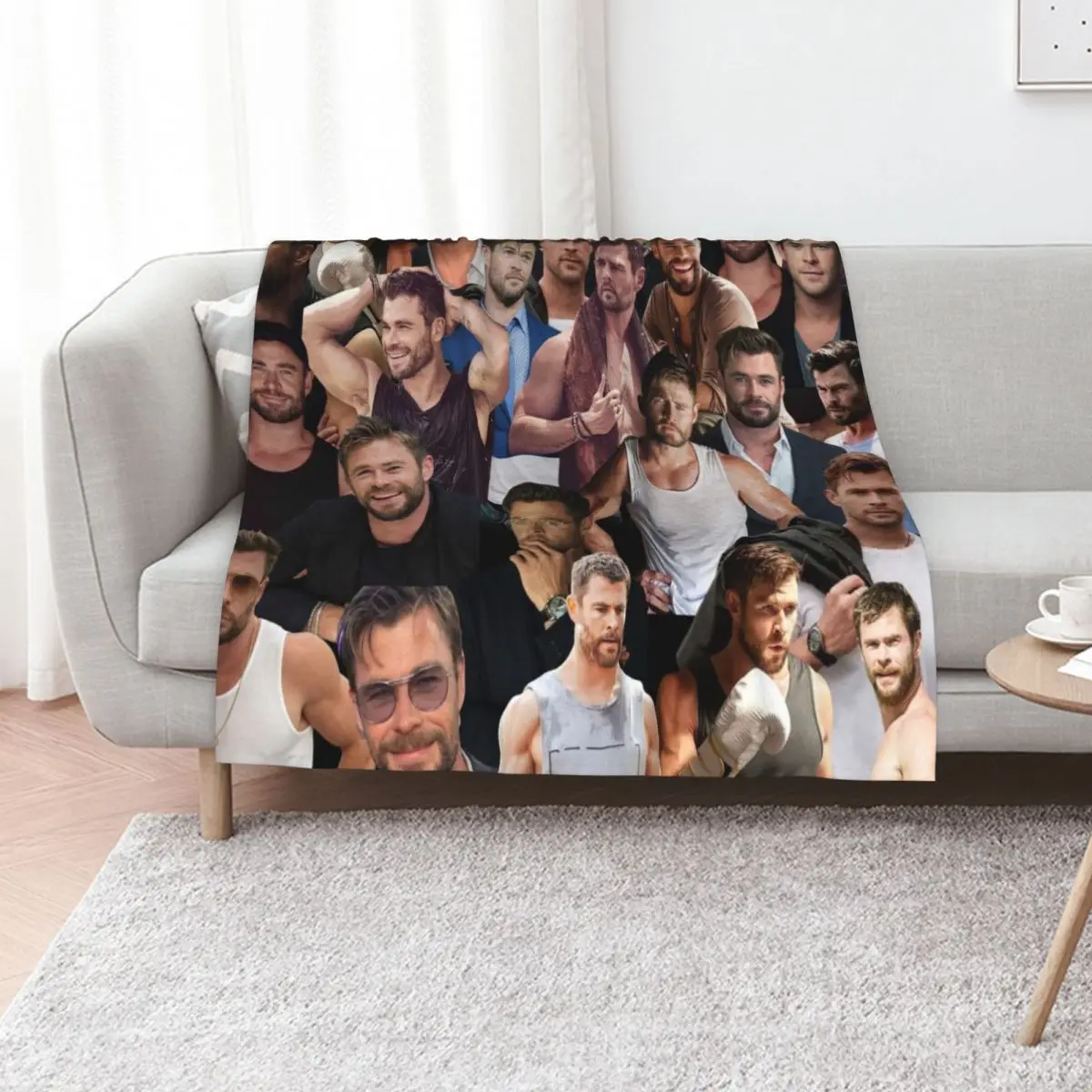 

Chris Hemsworth photo collage Throw Blanket Plaid Camping christmas gifts Decoratives Blankets