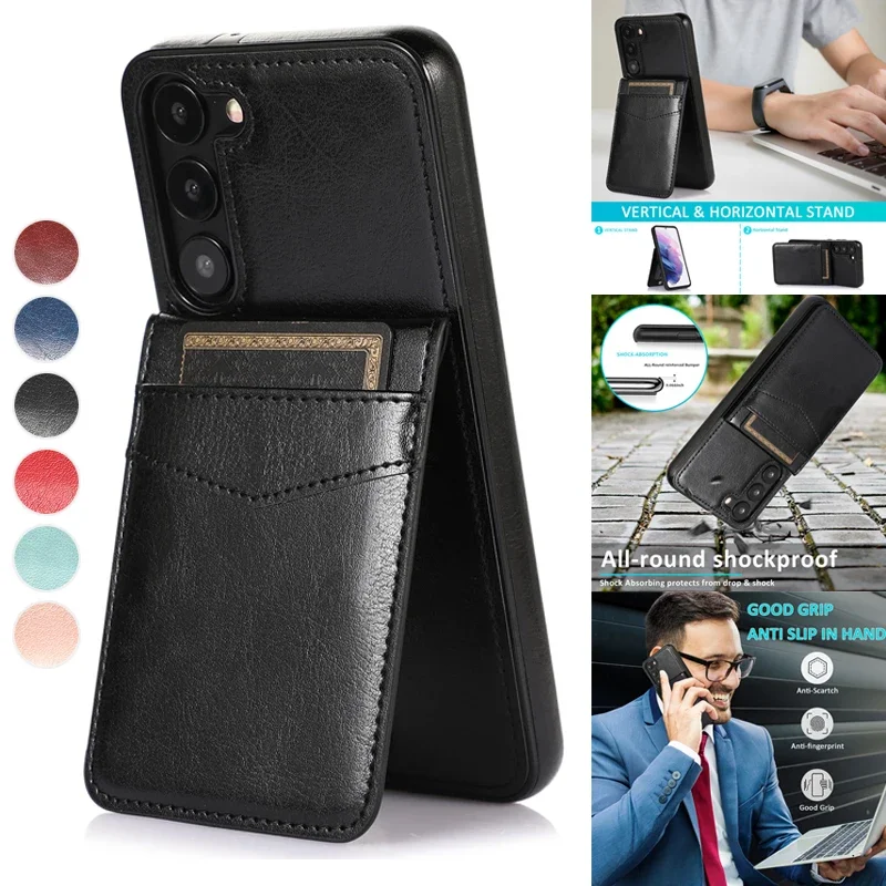 

PU Leather Wallet Bracket Leather Cover For Samsung Galaxy S24 Ultra S23 S22 Plus S21 S20 FE A71 A54 A53 A51 A50 A33 A14 A13 A12