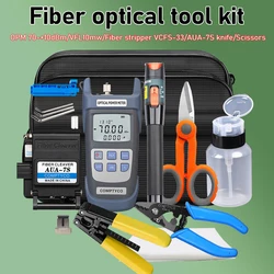 Newest FTTH Fiber Tool Kit With 10mw Fiber Optica Power Meter 10mw VFL AUA-7S Cleaver VCFS-3 Three-port Fiber Stripper Tool Kit