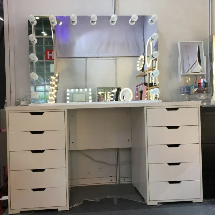 Creativity Lights Makeup Speaker Makeup Vanity Table Lighted Mirror Dressing Table Led Mirror Bulb Makeup Desk With Drawers