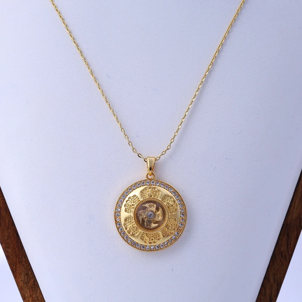 قلادة دوارة مرصعة بالألماس مستوحاة من الطراز العتيق، قلادة مجوهرات للجنسين للزينة الأنيقة