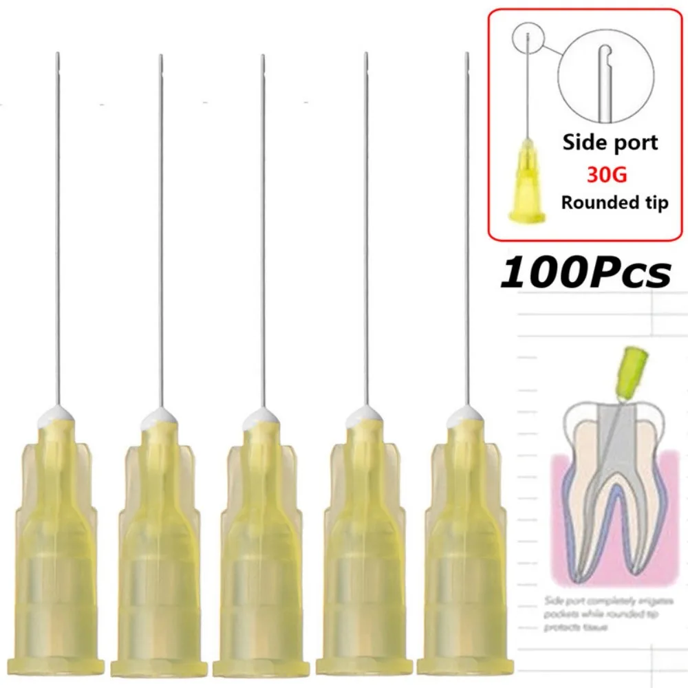 JUMTOP 100Pcs Dental Endo Syringe Root Canal Washing Needle Tip End-Closed Side Hole Endo Irrigation Needle Tip