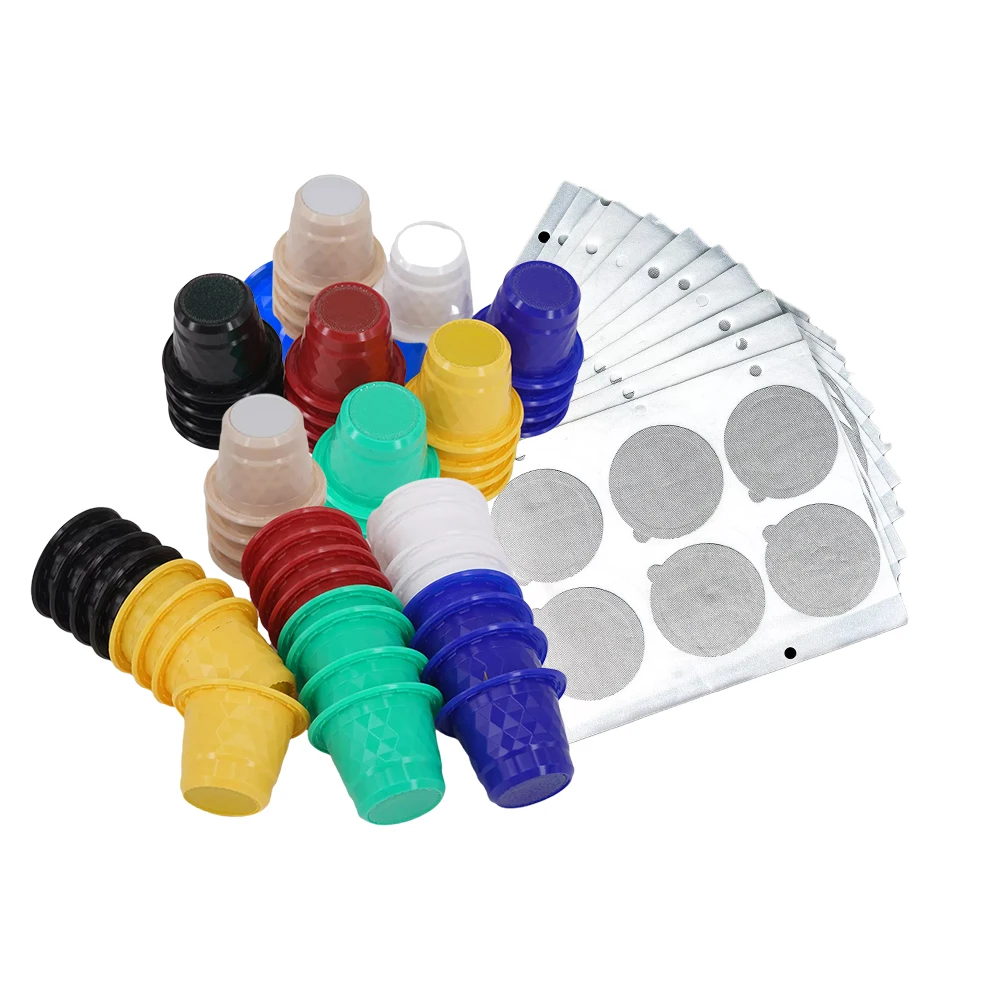 60PCS Plastic Mix Colors Nespresso Disposable Capsules 60PCS Aluminum Pods Stickers Capsules Seals Coffeeware Accessory