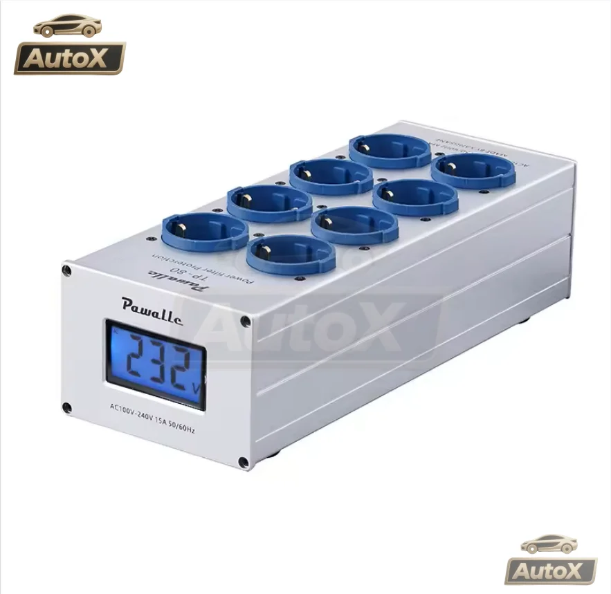 Auto X Pawalle tp80 tomada de filtro de energia redução de ruído função de exibição de tensão de proteção contra sobrecarga
