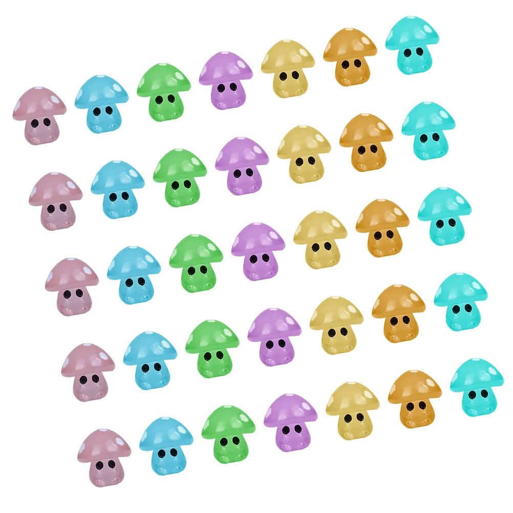 35 Pcs Luminous Mushroom Lamp Mushrooms Tiny Things Mini Figurines Resin Decor Ornament
