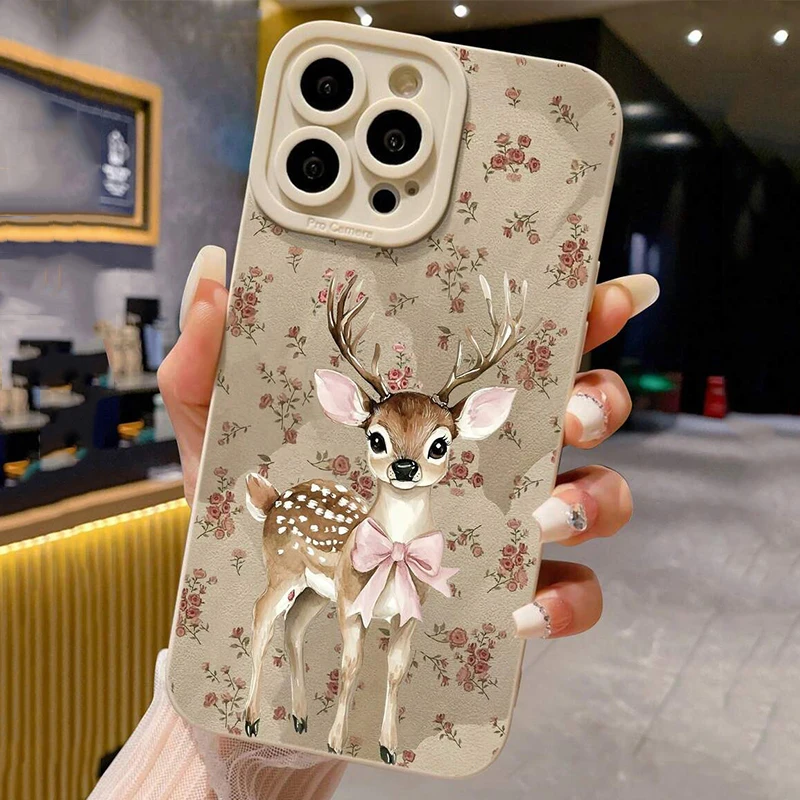For Xiaomi 15T Case Deer Painted Beige Minimalist Phone Cases for Xiaomi Mi 11 Lite 5G 13T 13 12T 12 14 15 14T Pro Soft Cover